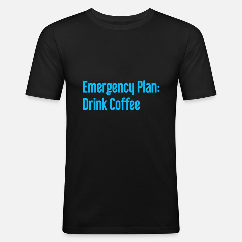 Kaffee-Notfallplan - Männer Slim Fit T-Shirt - Schwarz