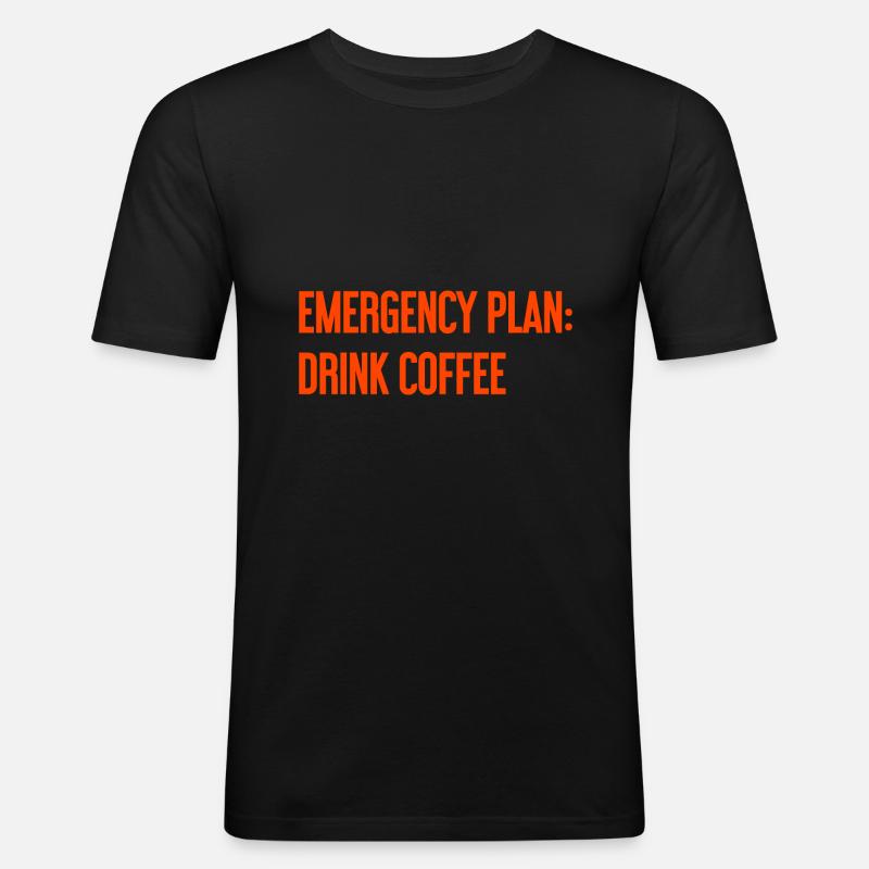 Kaffee-Notfallplan - Männer Slim Fit T-Shirt - Schwarz