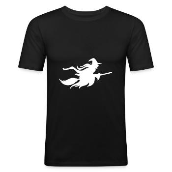Hexe - Männer Slim Fit T-Shirt - Schwarz - Vorne - Nik (191cm)