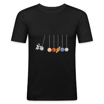 Physiker Planeten Pendel - Männer Slim Fit T-Shirt - Schwarz - Vorne - Nik (191cm)