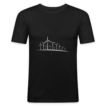 Windenergie - Männer Slim Fit T-Shirt - Schwarz - Vorne - Nik (191cm)