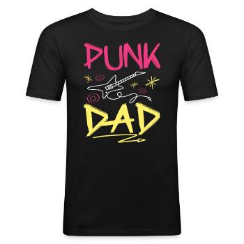 Papà Punk Rock - Maglietta aderente da uomo - nero - Fronte - Nik (191cm)