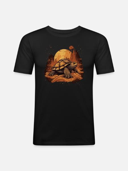 Space Turtle Desert - Men's Slim Fit T-Shirt - black