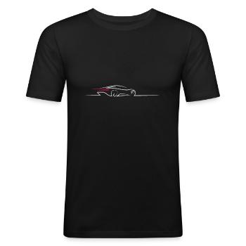 Voitures de sport automobile Voitures de course automobile Turbo Rally - T-shirt près du corps Homme - noir - Devant - Nik (191cm)