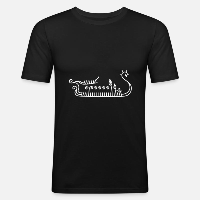 Vikinger Schiff - Männer Slim Fit T-Shirt - Schwarz