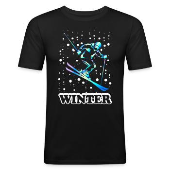 Skiing Winter Winter sports - Men's Slim Fit T-Shirt - black - Front - Nik (191cm)