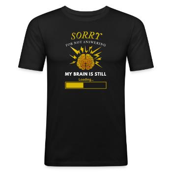 Brain loading - Gamer Gehirn Ladebalken - Männer Slim Fit T-Shirt - Schwarz - Vorne - Nik (191cm)