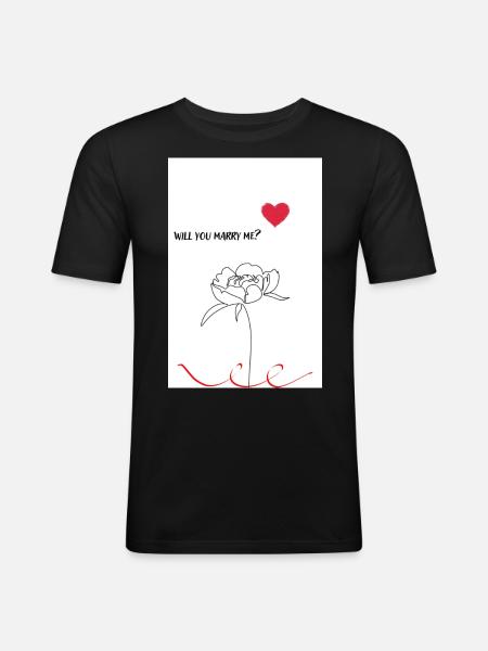 Marry me - Männer Slim Fit T-Shirt - Schwarz