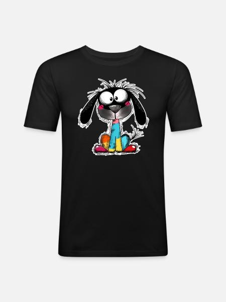 Farbenfroher Hund - Männer Slim Fit T-Shirt - Schwarz