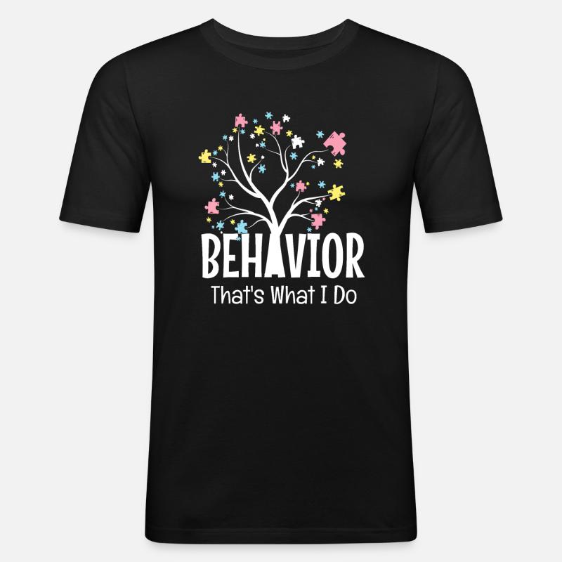 Benehmen - Männer Slim Fit T-Shirt - Schwarz