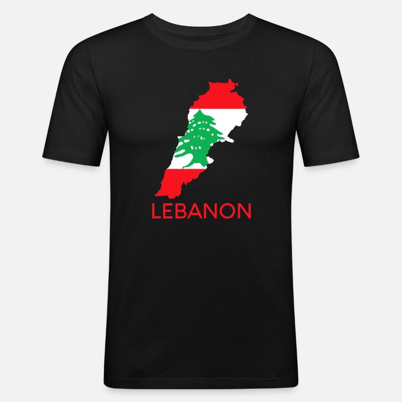 Liban Drapeau Cèdre Beyrouth Arabe libanais Ara - T-shirt près du corps Homme - noir