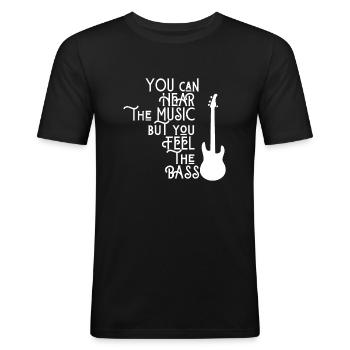 Bassiste Vous pouvez entendre la musique mais vous sentez th - T-shirt près du corps Homme - noir - Devant - Nik (191cm)