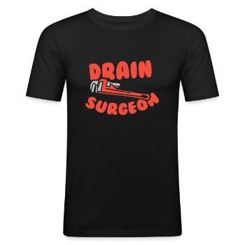 Drain surgeon, Funny Plumber - Men's Slim Fit T-Shirt - black - Front - Nik (191cm)