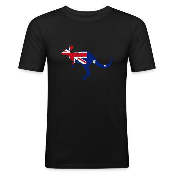 Känguru Australische Flagge - Australia Pride Austral - Männer Slim Fit T-Shirt - Schwarz - Vorne - Nik (191cm)