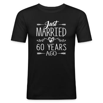 60e anniversaire de mariage - 60 ans mariage jumelé - T-shirt près du corps Homme - noir - Devant - Nik (191cm)