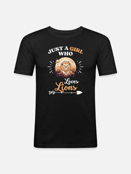 Fille Lion - T-shirt près du corps Homme - noir