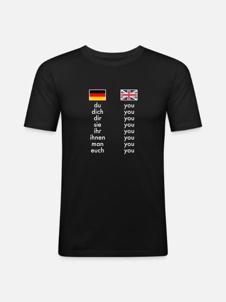 Engelsk Tysk Grammatik Læring Sjove lærere - Herre Slim Fit T-Shirt - sort