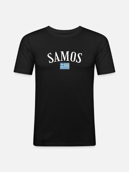 Samos Grèce Drapeau grec Grec - T-shirt près du corps Homme - noir