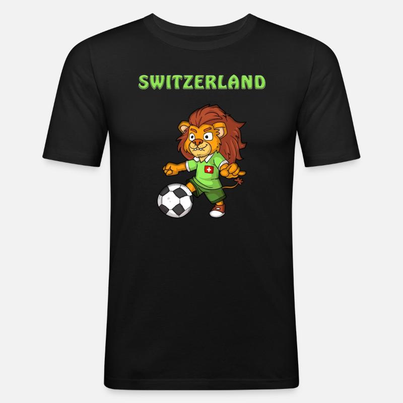 Schweizer Löwe / Schweiz Fan - Männer Slim Fit T-Shirt - Schwarz