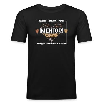 Appréciation du mentor Cadeaux de mentor personnel - T-shirt près du corps Homme - noir - Devant - Nik (191cm)
