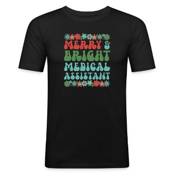 Assistant médical Noël Med Assistant Noël - T-shirt près du corps Homme - noir - Devant - Nik (191cm)