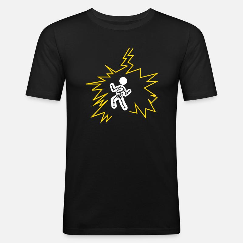 Blitzeinschlag - Männer Slim Fit T-Shirt - Schwarz