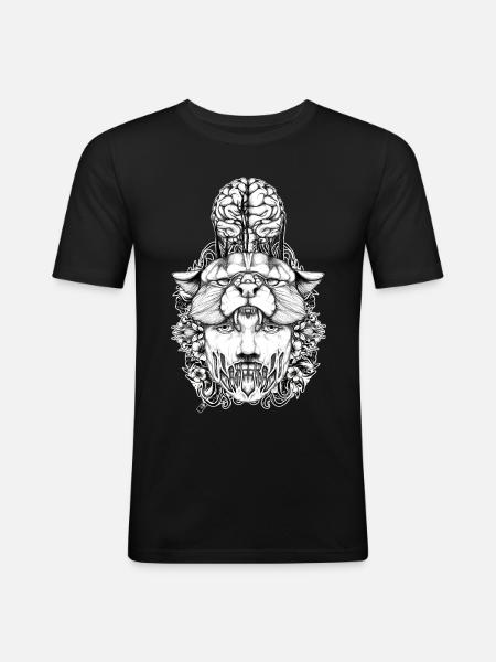 Katzenmenschen - Männer Slim Fit T-Shirt - Schwarz