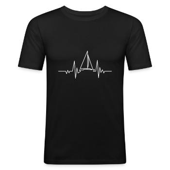 Segeln Herzschlag Segelboot Wind Cool Geschenk - Männer Slim Fit T-Shirt - Schwarz - Vorne - Nik (191cm)