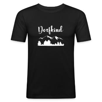dorfkind berge - Männer Slim Fit T-Shirt - Schwarz - Vorne - Nik (191cm)