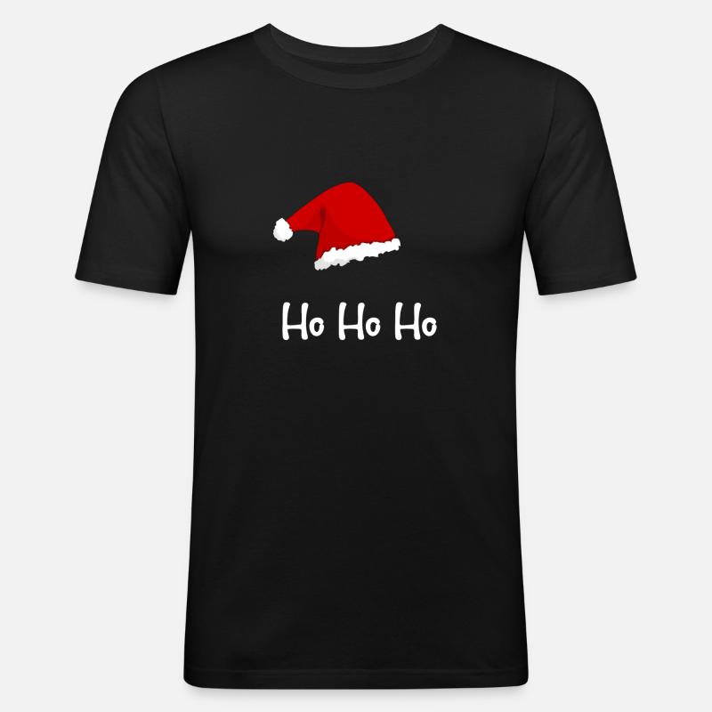 bonnet de Noël hohoho - T-shirt près du corps Homme - noir