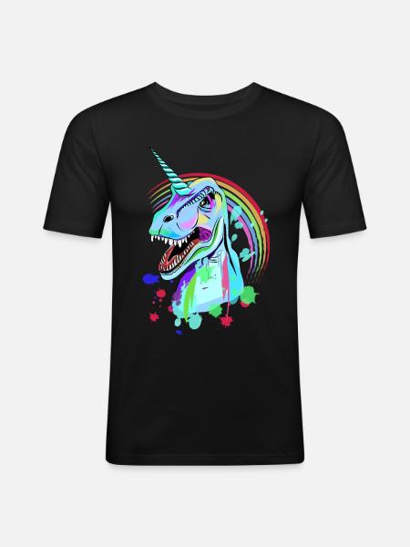 Dino Tyrannosaurus rex unicorn - Men's Slim Fit T-Shirt - black