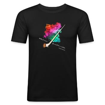 Alphorn - Männer Slim Fit T-Shirt - Schwarz - Vorne - Nik (191cm)