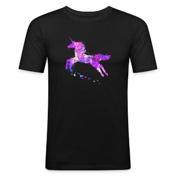 einhorn - Männer Slim Fit T-Shirt - Schwarz - Vorne - Nik (191cm)