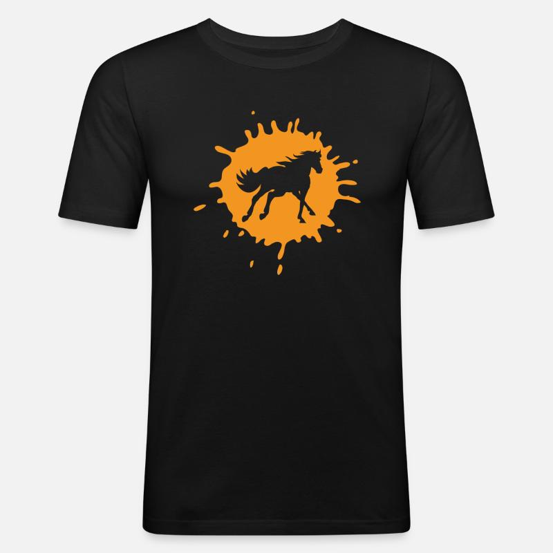 pferde - Männer Slim Fit T-Shirt - Schwarz