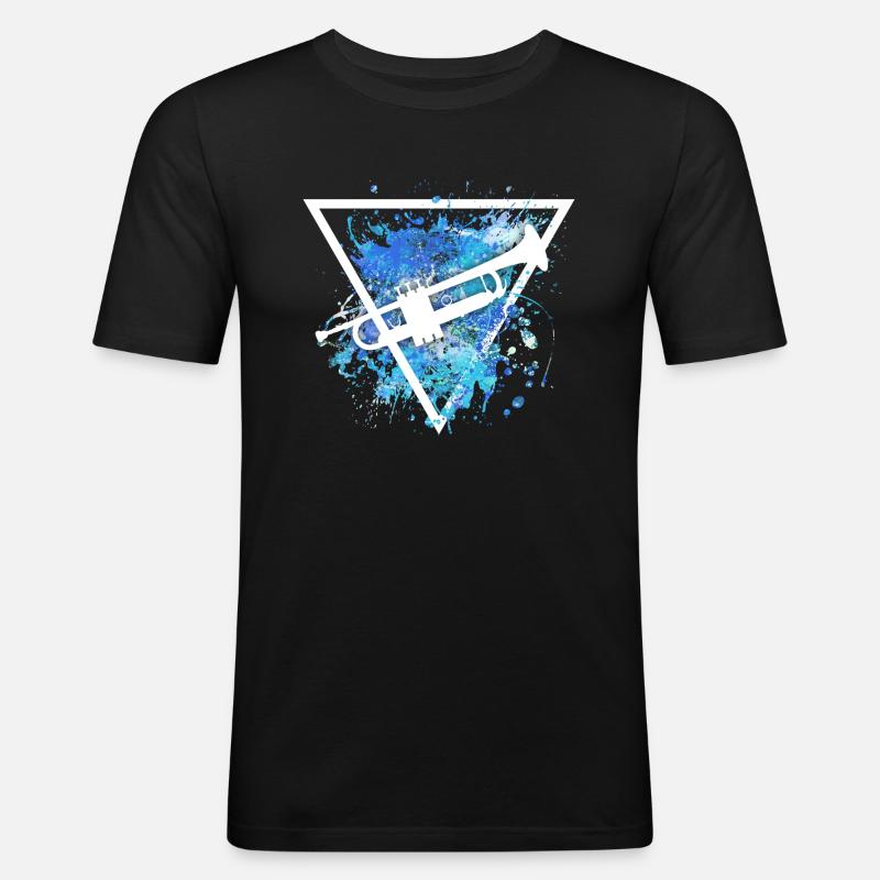 trompete - Männer Slim Fit T-Shirt - Schwarz
