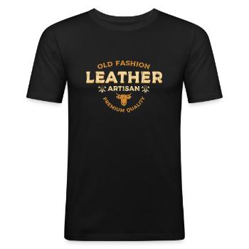 Lederhandwerk Artisan Fashion - Männer Slim Fit T-Shirt - Schwarz - Vorne - Nik (191cm)