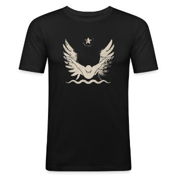 schwimmen - Männer Slim Fit T-Shirt - Schwarz - Vorne - Nik (191cm)