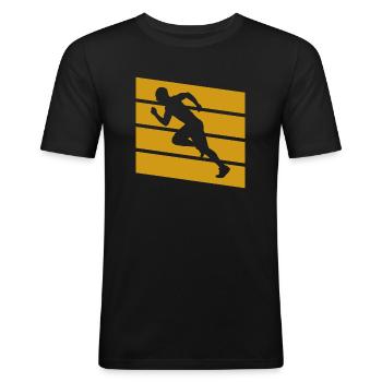 Jogging Iron Man - Männer Slim Fit T-Shirt - Schwarz - Vorne - Nik (191cm)