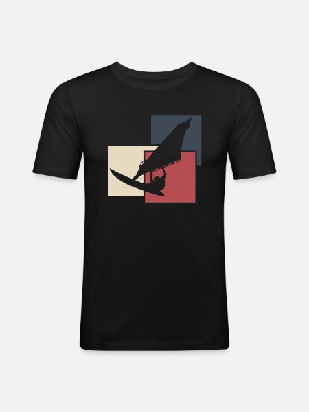 Windsurfing Shirt - Männer Slim Fit T-Shirt - Schwarz