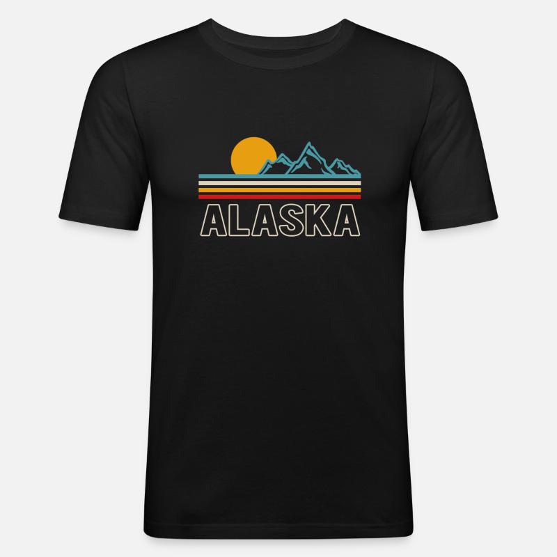 alaska retro - Männer Slim Fit T-Shirt - Schwarz
