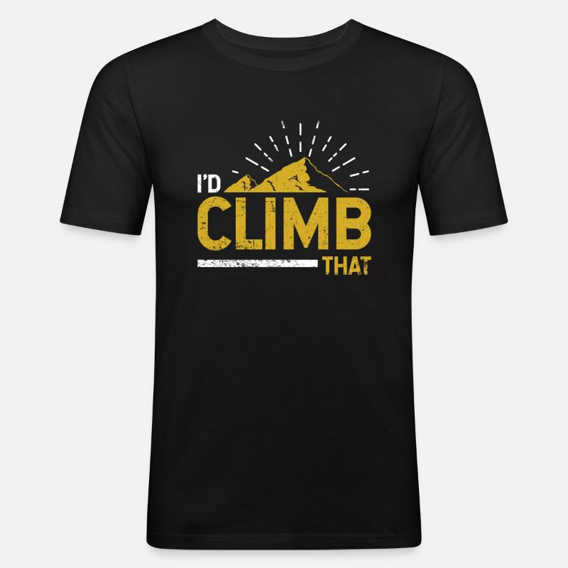 Climb Climbing Mountain - Männer Slim Fit T-Shirt - Schwarz