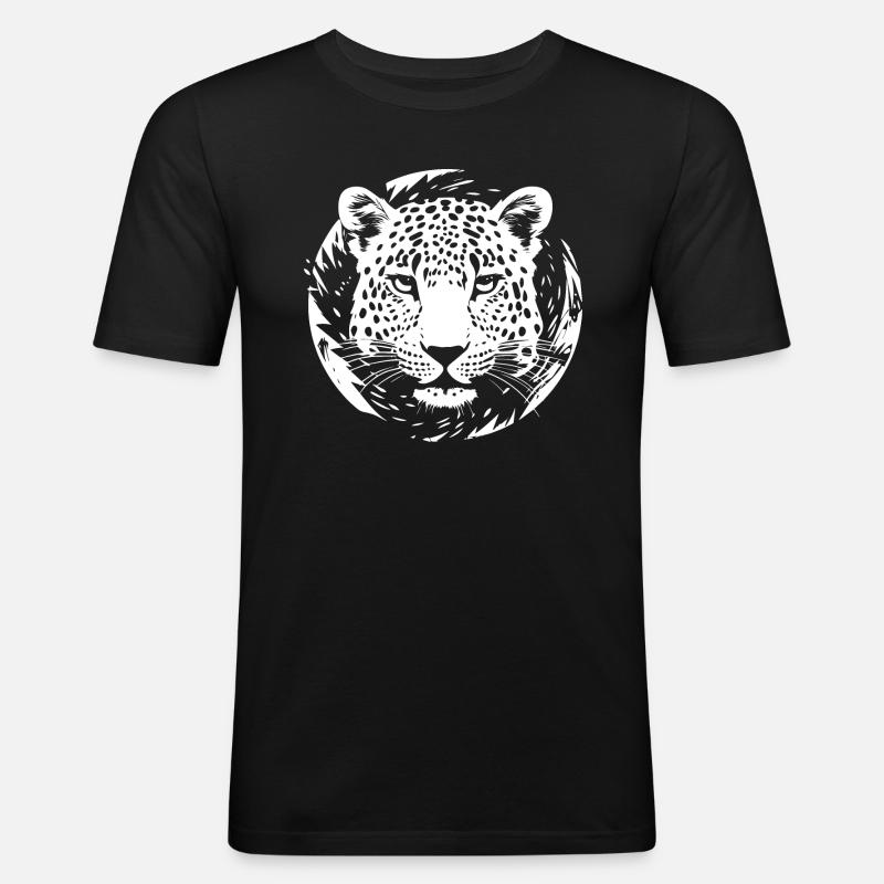 Leopard - Männer Slim Fit T-Shirt - Schwarz