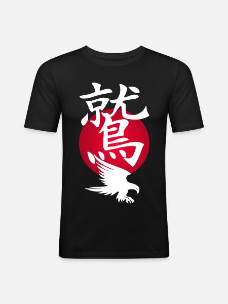 White Eagle and Red Sun - Men's Slim Fit T-Shirt - black