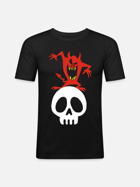 Demon on a Skull - Men's Slim Fit T-Shirt - black