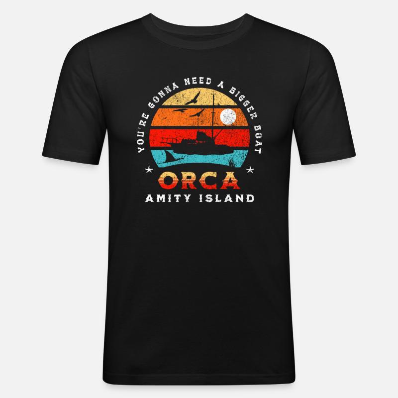 Orca - Amity Island - Männer Slim Fit T-Shirt - Schwarz