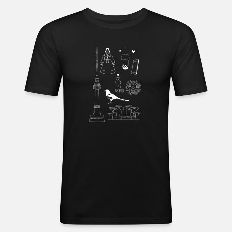 Corée - T-shirt près du corps Homme - noir