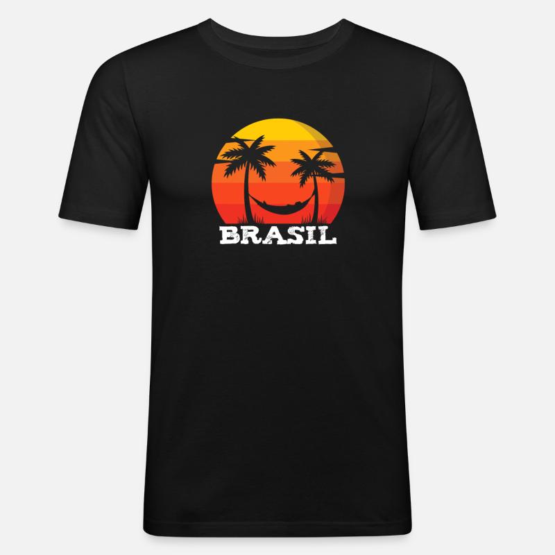 Brésil Rétro - T-shirt près du corps Homme - noir