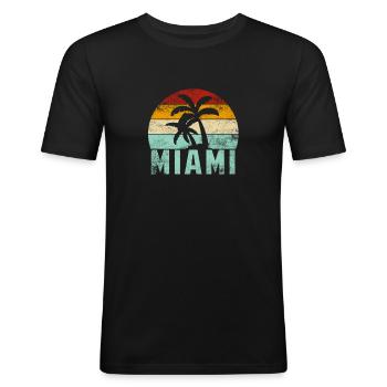 Miami Florida Retro Sunset - Men's Slim Fit T-Shirt - black - Front - Nik (191cm)