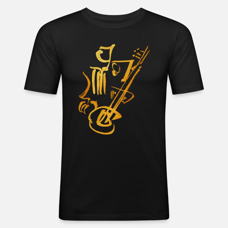 Gitarrist Abstrakt - Männer Slim Fit T-Shirt - Schwarz
