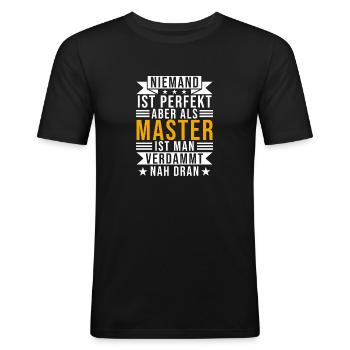Masterarbeit Studium Student Master Spruch Uni - Männer Slim Fit T-Shirt - Schwarz - Vorne - Nik (191cm)